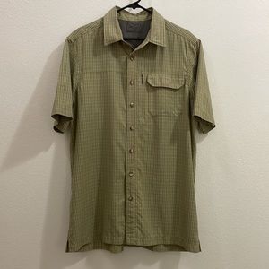 Eddie Bauer Plaid Short Sleeve Lightweight Performance Travel Shirt - Green/Gray
